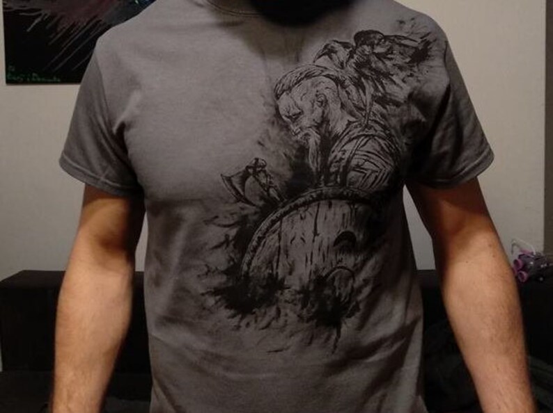 Viking shirt for husband alternative clothing Hand painted t shirt with Ragnar Lothbrok dad shirt fathers day gift