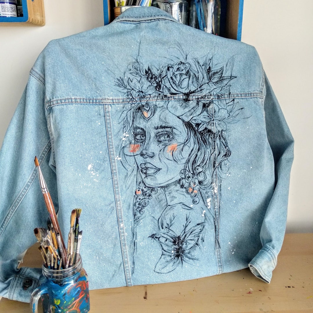 Painted Denim Jacket Jean Jacket Bride and Bachelorette Party Special Gift for Mom Christmas Gifts for Her Custom Jean Jacket Etsy Canada