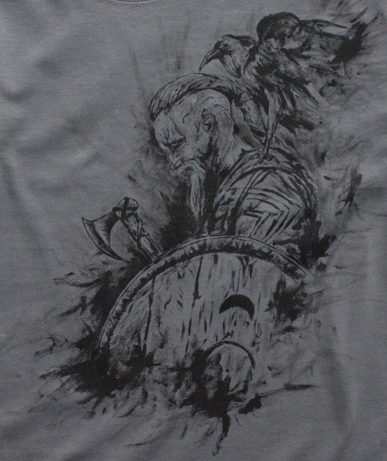 Viking shirt for husband alternative clothing Hand painted t shirt with Ragnar Lothbrok dad shirt fathers day gift