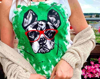 French bulldog shirt, custom pet portrait tshirt for dog mom, hand painted custom dog shirt, christmas gifts for her