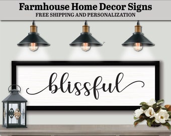 Blissful Handmade FARMHOUSE HOME DECOR, Home Decor Modern, Large Wall Art Signs, Farmhouse Logo Signs, Farmhouse Quote, Modern Farmhouse