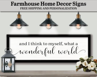 And I Think To Myself What A Wonderful World, Farmhouse Home Decor, Inspirational Quotes, Prayer Plaque Framed, Inspirational Prints, Wood