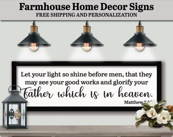 Let Your Light So Shine Before Men Matthew 5:16, FARMHOUSE HOME DECOR, Scripture Wall Art, Bible Verse Wall Art, Farmhouse Bible Sign