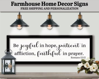 Be Joyful In Hope Patient In Affliction Faithful In Prayer. Romans 12:12, Farmhouse Decor Sign, Scripture Plaque Art, Scripture, Bible Verse
