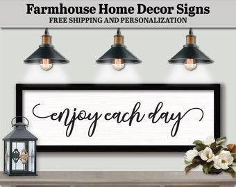 Enjoy Each Day Sign, FARMHOUSE HOME DECOR, Wooden Name Plaque, Unique Gift For Her, Inspirational Quotes, Inspiration Wall Art