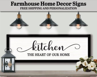 Kitchen The Heart Of Our Home Sign, FARMHOUSE HOME DECOR, Wooden Wall Art Sign, Kitchen Gift Sign, Kitchen Decor Sign, Small Kitchen Sign
