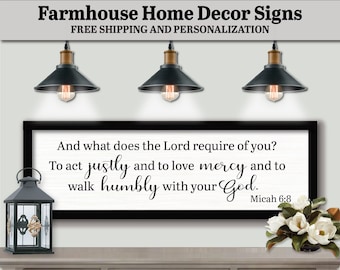 And What Does The Lord Require Of You. Micah 6:8 Sign Decor, Farmhouse Decor Sign, God Scripture Signs, Catholic Wall Art, Scripture Sign