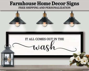 It All Comes Out In The Wash Sign Plaque, FARMHOUSE HOME DECOR, Mid Century Modern, Laundry Room Decor, Laundry Sign Decor, Laundry Room Art