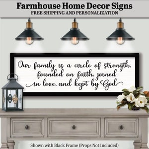 Our Family is A Circle Of Strength, FARMHOUSE HOME DECOR, Bohemian Decor Quote, Small Kitchen Sign, Large Kitchen Sign, Pantry Sign Wall Art