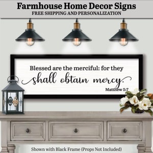 Blessed Are The Merciful For They shall Obtain Mercy Matthew 5:7, FARMHOUSE HOME DECOR, Scripture Wall Art, Bible Verse Wall Art, Scripture