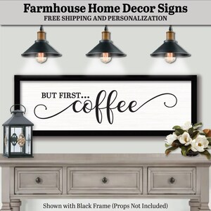 But First Coffee FARMHOUSE HOME DECOR, Wooden Wall Art Sign, Framed Art Quotes, Coffee Sign Wall Art, Coffee Lover Gift, Coffee Bar Wall Art