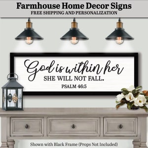 God Is Within Her She Will Not Fall Psalm 46:5 Sign, FARMHOUSE HOME DECOR, Bible Verse Wall Art, Farmhouse Scripture, Scripture Wall Art