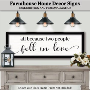 All Because Two People Fell In Love, Personalized Gifts, Farmhouse Home Decor, I Love My Girlfriend, Family Sign Quote, Family Gift Wooden