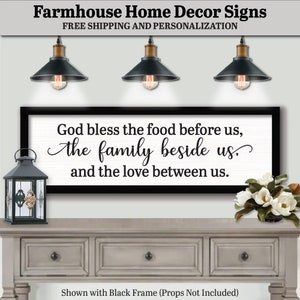 God Bless The Food Before Us The Family Beside Us And The Love Between Us Sgin, FARMHOUSE HOME DECOR, Kitchen Gift Sign, Large Kitchen Sign