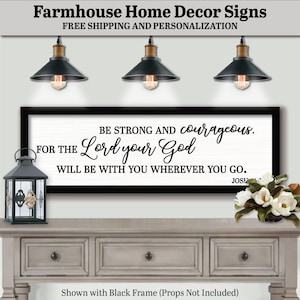 Be Strong And Courageous Do Not Be Afraid Joshua 1:9, FARMHOUSE HOME DECOR, Scripture Plaque Art, God Scripture Signs, Farmhouse Bible Sign