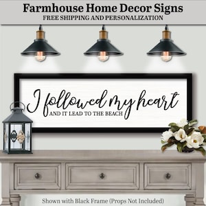 I Followed My Heart And It Led To The Beach, FARMHOUSE HOME DECOR, Mid Century Modern, Beach Decor Wall Art, Ocean Wall Art Sign, Wedding