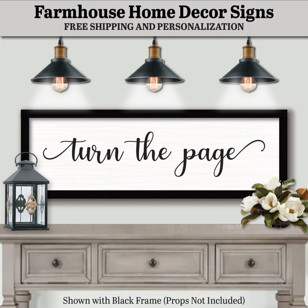 Turn The Page Sign, FARMHOUSE HOME DECOR, Motivational Quotes, Wood Name Sign Decor, Wooden Wall Art Sign, Wall Hanging Artwork, Wooden Name