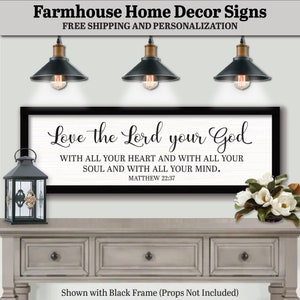 Love The Lord Your God With All Your Heart. Matthew 22:37, Farmhouse Decor Sign, Christian Wall Art, Scripture Plaque Art, Catholic Wall Art