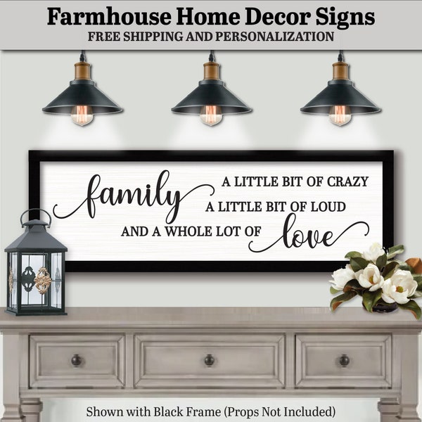 Family A Little Bit Of Crazy A Little Bit Of Loud And A Whole Lot Of Love, FARMHOUSE HOME DECOR, Gifts For Sister Art, Sister Gift Box Sign