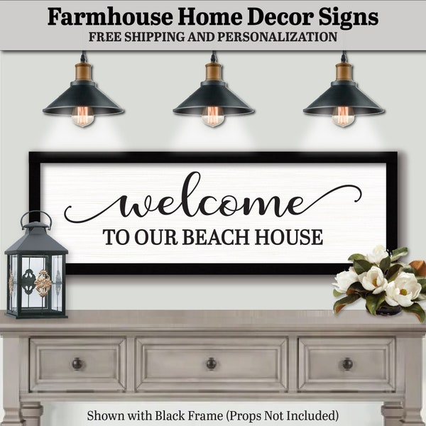 Welcome To Our Beach House Sign Plaque, FARMHOUSE HOME DECOR, Framed Art Quotes, Beach House Decor, Beach Decor Wall Art, Beach House Gift