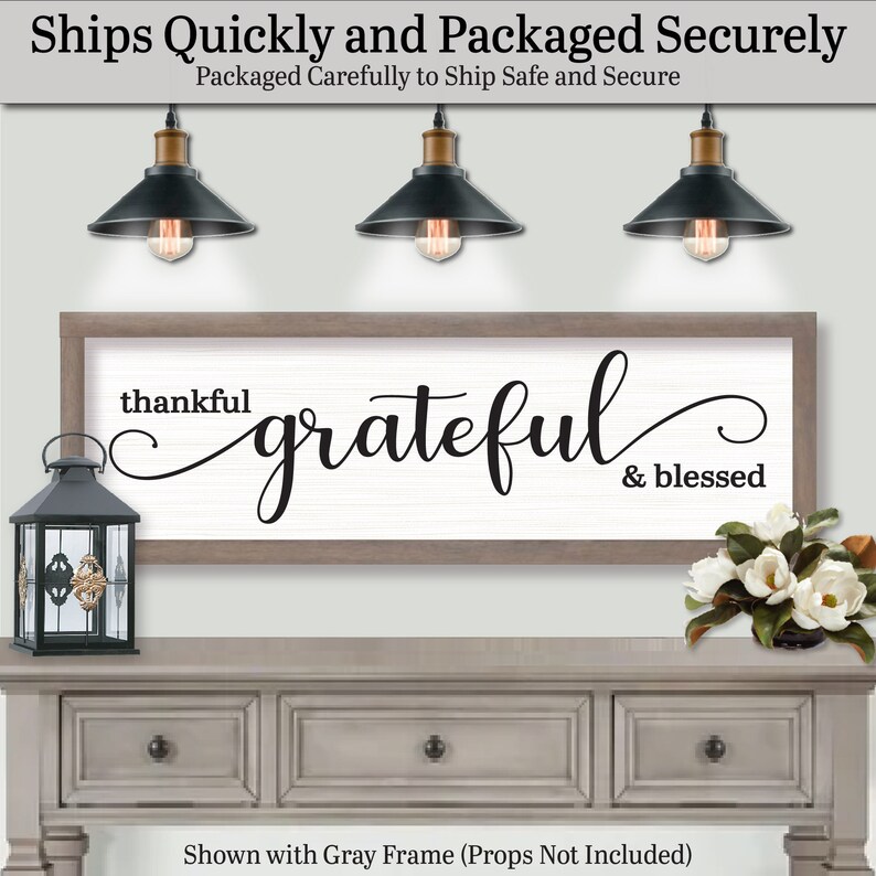 Ships quickly and packaged securely. Packaged carefully to ship safe and secure. Thankful Grateful And Blessed Sign, FARMHOUSE HOME DECOR, Home Decor Modern, Kitchen And Dining, Pantry Sign Wall Art, Large Kitchen Sign