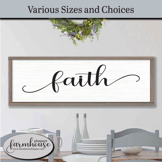 Faith Sign Framed Wood Wall Art Farmhouse Decor Signs And Plaques Rustic Home Boho Gift