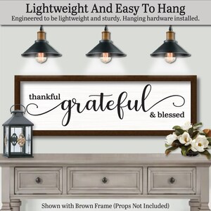 Engineered to be Lightweight and easy to hang. Hanging hardware included and installed on backside. Thankful Grateful And Blessed Sign, FARMHOUSE HOME DECOR, Home Decor Modern, Kitchen And Dining, Pantry Sign Wall Art, Large Kitchen Sign