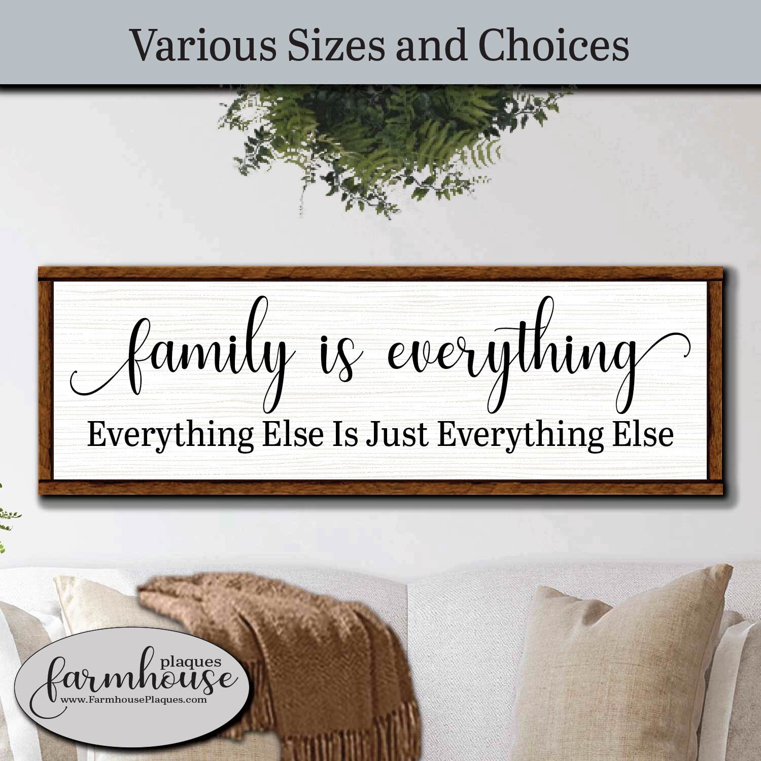 Family Is Everything Framed Wood Wall Art Farmhouse Decor | Etsy