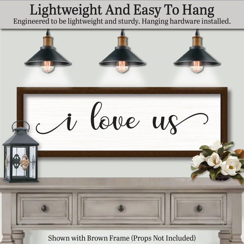 Engineered to be Lightweight and easy to hang. Hanging hardware included and installed on backside. I Love Us Plaque, FARMHOUSE HOME DECOR, Wood Name Sign Decor, Large Wall Plaque, Bedroom Door Sign, Above Bed Wall Decor, Bedroom Decor Sign