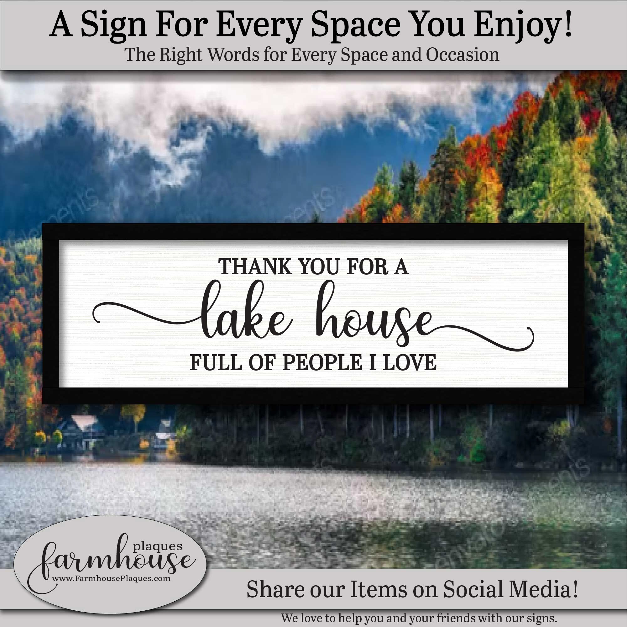 Thank You for A Lake House Full of People I Love Sign Plaque, FARMHOUSE ...