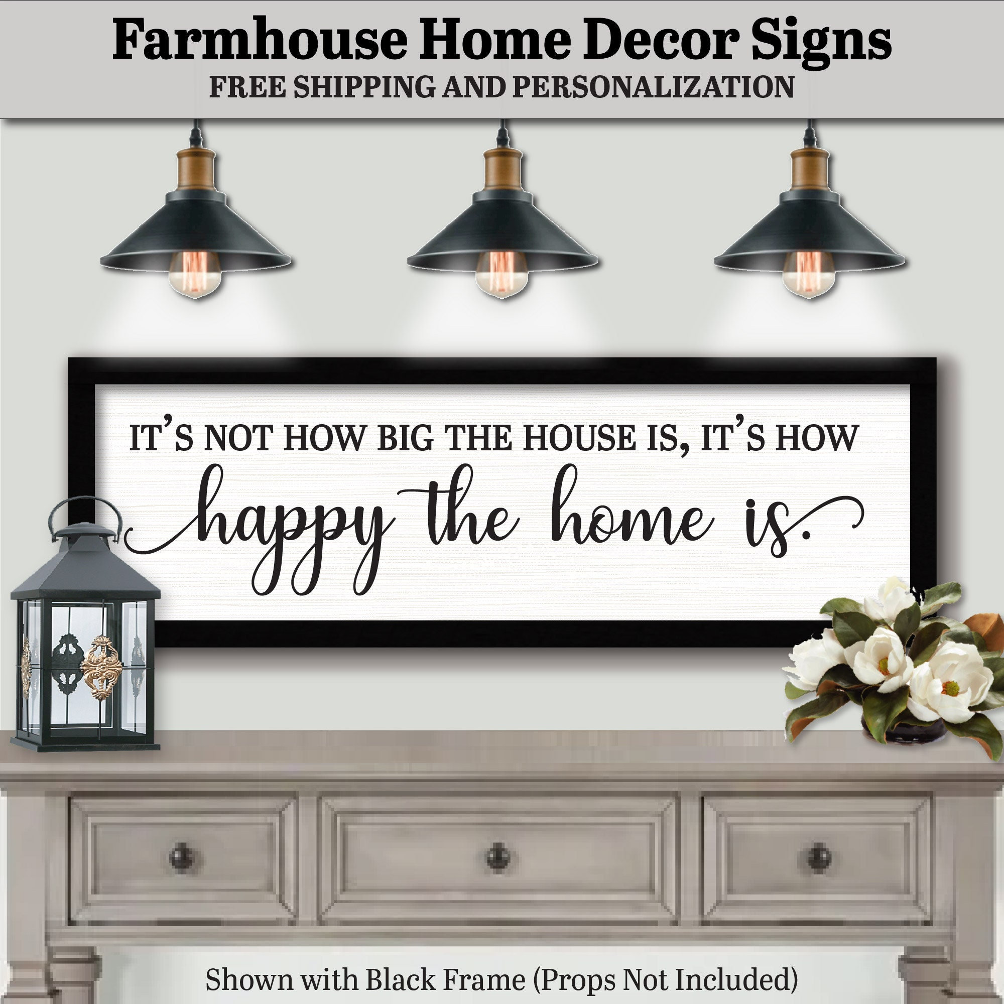 It's Not How Big The House Is It's How Happy the Home Is, FARMHOUSE HOME DECOR, Porch Sign Wall Art, Office Wall Art Sign, Our First Home