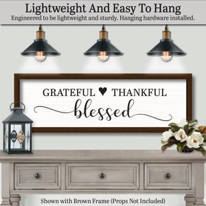 Grateful Thankful Blessed, Home Decor, Wooden Wall Art Sign, Farmhouse Home Decor, Inspirational Gifts, Inspirational Prints, Inspirational Brown