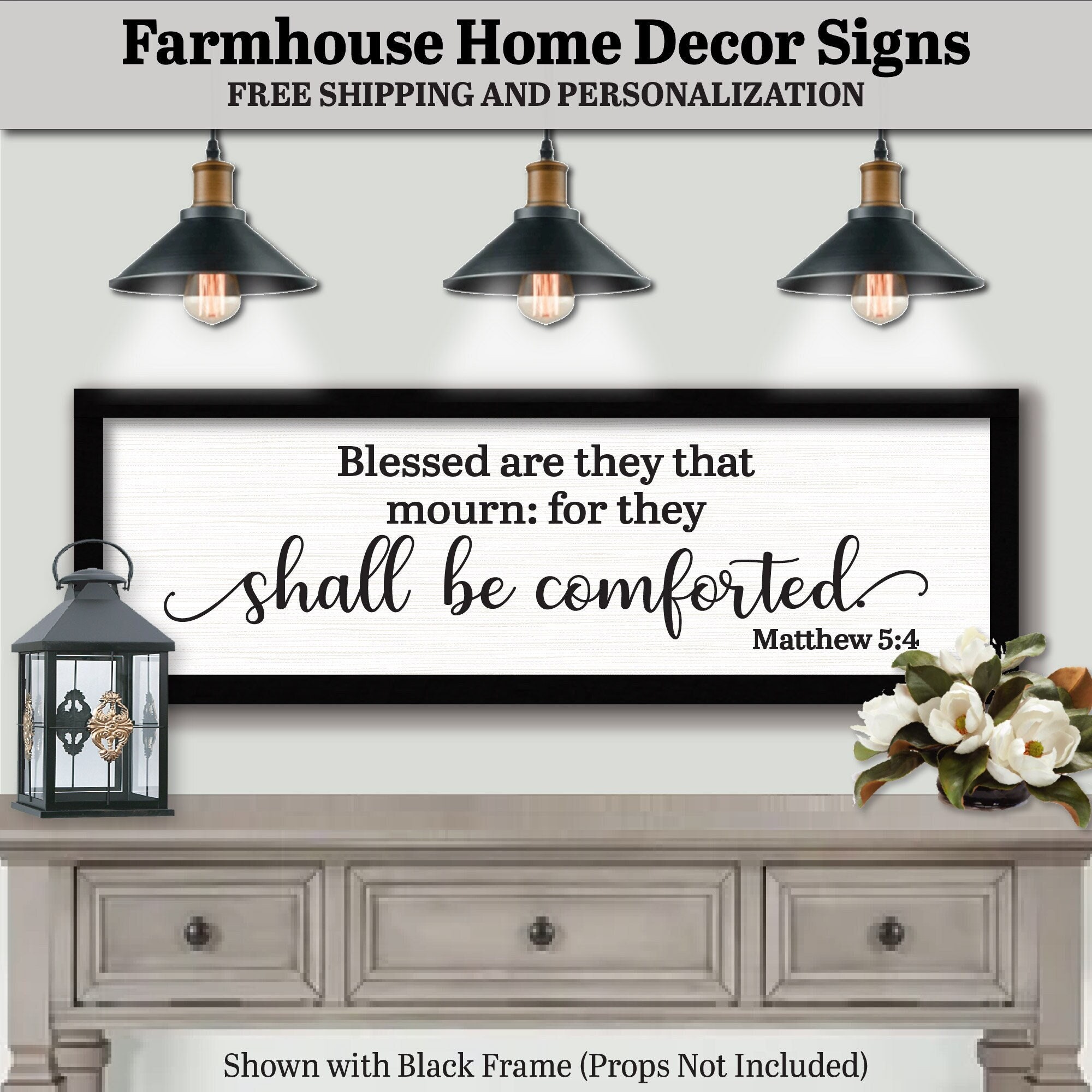 Blessed Are They that Mourn For They Shall Be Comforted Matthew 5:4, FARMHOUSE HOME DECOR, God Scripture Signs, Bible Verse Wall Art