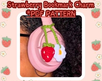PDF Strawberry Daisy Bookmark Charm Crochet Amigurumi Pattern