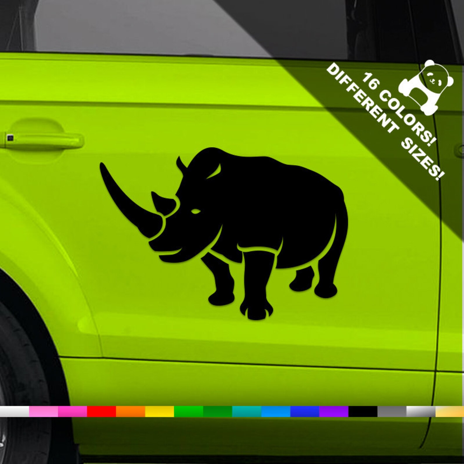 Rhino Car Decal Rhinoceros Window Or Bumper Vinyl Sticker Etsy