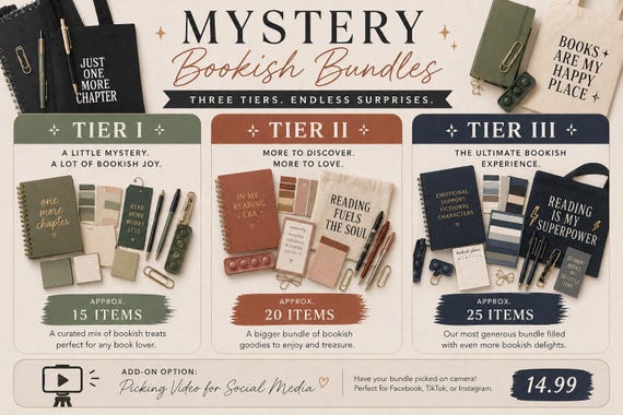 Bookish Surprise Bundle | Personalized Reader Gift Box | Book Lover Gift | Curated Bookish Bundle | Sunshyn Designs