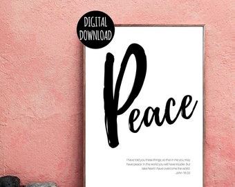 CHRISTIAN WALL ART - Peace Love Faith Hope - Inspirational Wall Art - Digital Download
