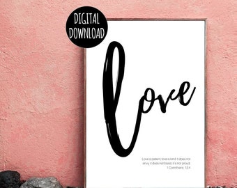 CHRISTIAN WALL ART - Love Faith Hope - Inspirational Wall Art - Digital Download