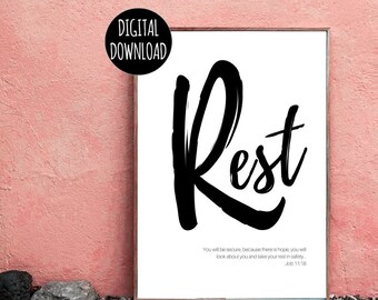 CHRISTIAN WALL ART - Rest Pray Peace Love Faith Hope - Inspirierende Wandkunst - Digitaler Download