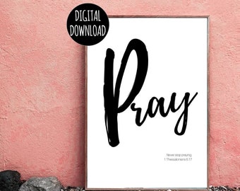 CHRISTIAN WALL ART - Pray Peace Love Faith Hope - Inspirational Wall Art - Digital Download