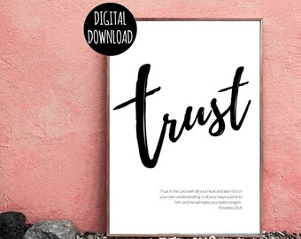 ARTE DE PARED CRISTIANA -Confianza Descanso Orar Paz Amor Fe Esperanza - Arte de pared inspirador - Descarga digital