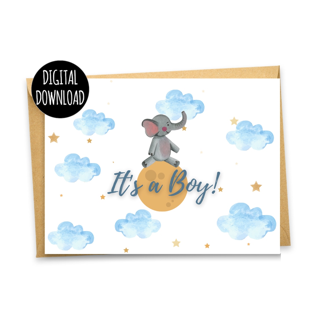 IT'S A BOY Printable - It's A Boy Cards - Cloud Baby Shower Cards ...