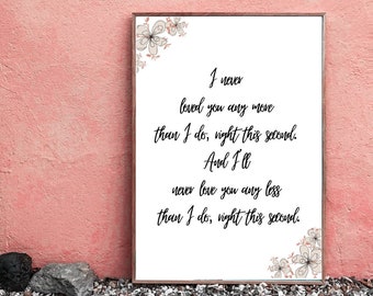 SOFORTIGER DOWNLOAD - I Love You - More This Second - Digitaler Download - Wandkunst - Wand-Dekor