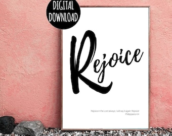 CHRISTIAN WALL ART - Rejoice Love Faith Hope - Inspirational Wall Art - Digital Download