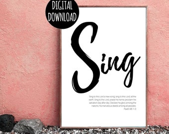 CHRISTIAN WALL ART - Sing Love Faith Hope - King David - Inspirational Wall Art - Digital Download