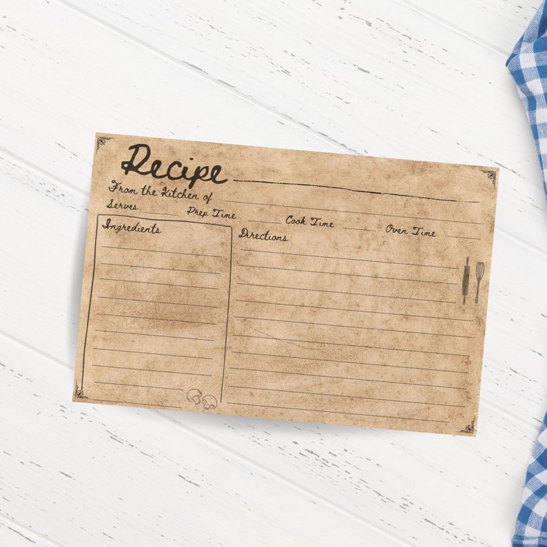 RECIPE CARD TEMPLATE Vintage Recipe Cards Vintage Recipe - Etsy