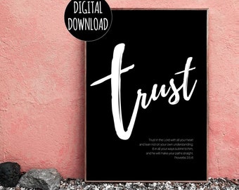 CHRISTIAN WALL ART - Trust ove Faith Hope - Inspirational Wall Art - Digital Download