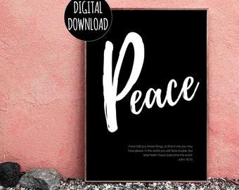 CHRISTIAN WALL ART - Peace Love Faith Hope - Inspirational Wall Art - Digital Download