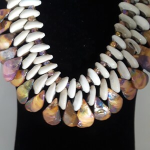 17 Inch Cowrie Shell Necklace with pear  shaped mother of pearl beads