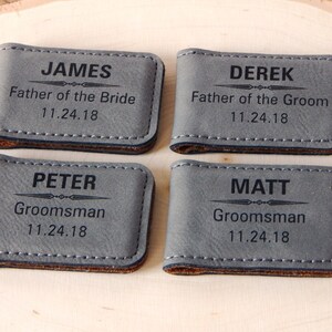 Monogram Money Clips for Men Groomsmen Gift Personalized Leather Money Clip Gifts Set image 4